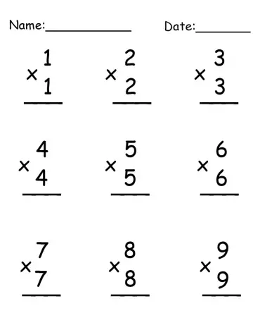 Multiplication by 1s Printable Worksheets