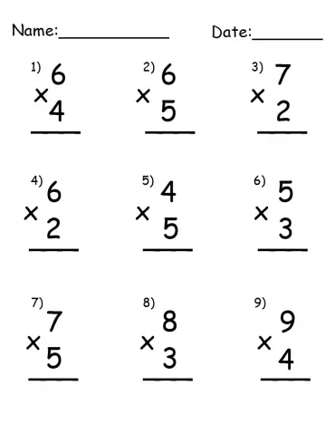 multiplication single digit printable worksheets