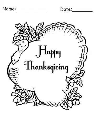 Happy Thanksgiving Day Printable Coloring Page