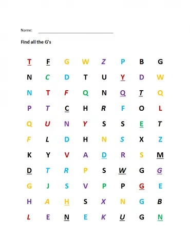 printable visual scanning letter g worksheet